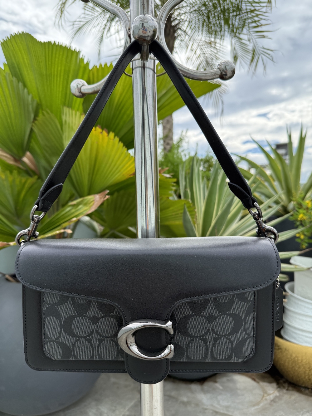 Coach Tabby 26 Black Signature Canvas shoulder bag